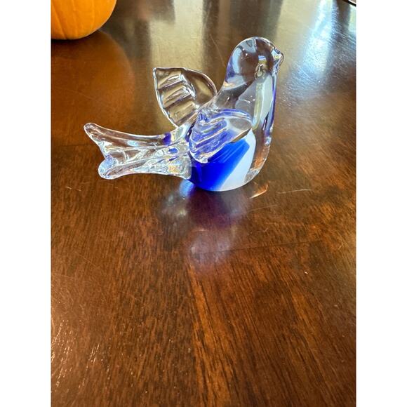 Glass clear and cobalt blue bird - Picture 3 of 5